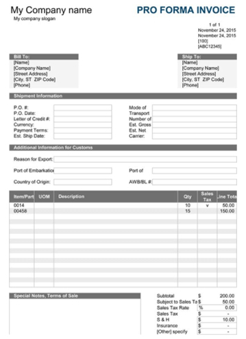 Proforma Invoice